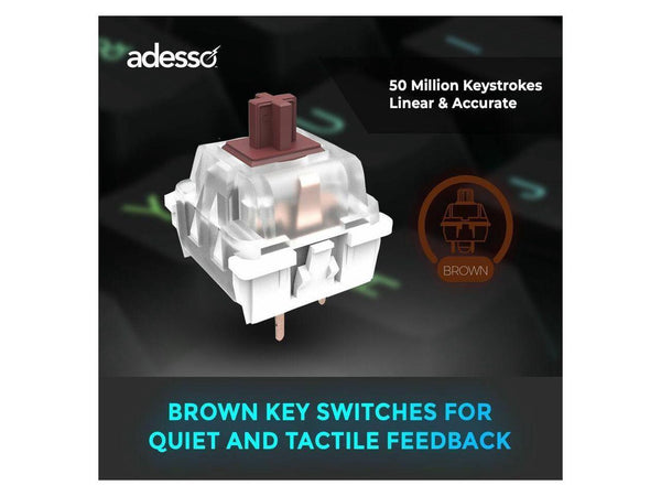 Adesso EasyTouch 130 Full Sized Wired Mechanical Keyboard With CoPilot AI Hotkey