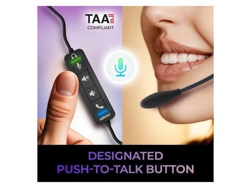 Adesso Xtream P4T-TAA Push to Talk Headset with microphone, Volume +/-,