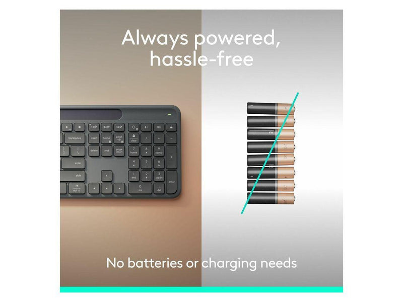 Logitech Signature Slim Solar+ K980 for Business, Wireless Keyboard, Quiet