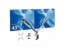 SIIG Dual 43" Mechanical Spring Monitor Arm Desk Mount- Gray - Fits 17"- 43"