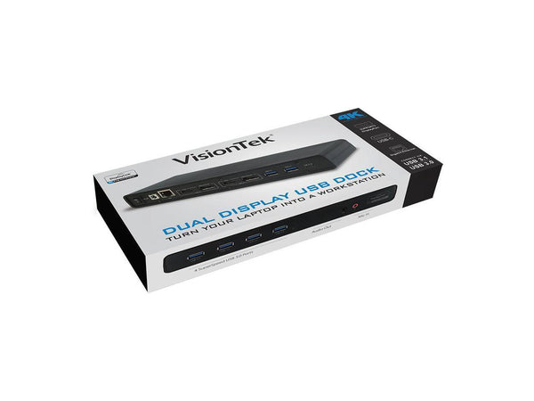 VisionTek VT4000 Universal DUAL 4K USB Laptop Docking Station Mac & Windows