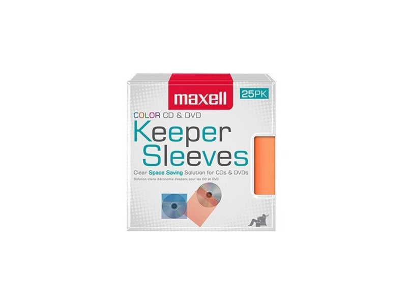 Maxell Cd/Dvd Keeper Sleeves - Color (25 Pack)