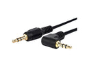 Rocstor Y10C191-B1 1Ft Slim 3.5Mm To Right Angle Sterio Audio Cable Black