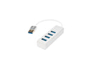 Rocstor 6" Portable 4 Port SuperSpeed Mini USB 3.0 Hub - Aluminum Silver