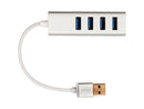 Rocstor 6" Portable 4 Port SuperSpeed Mini USB 3.0 Hub - Aluminum Silver