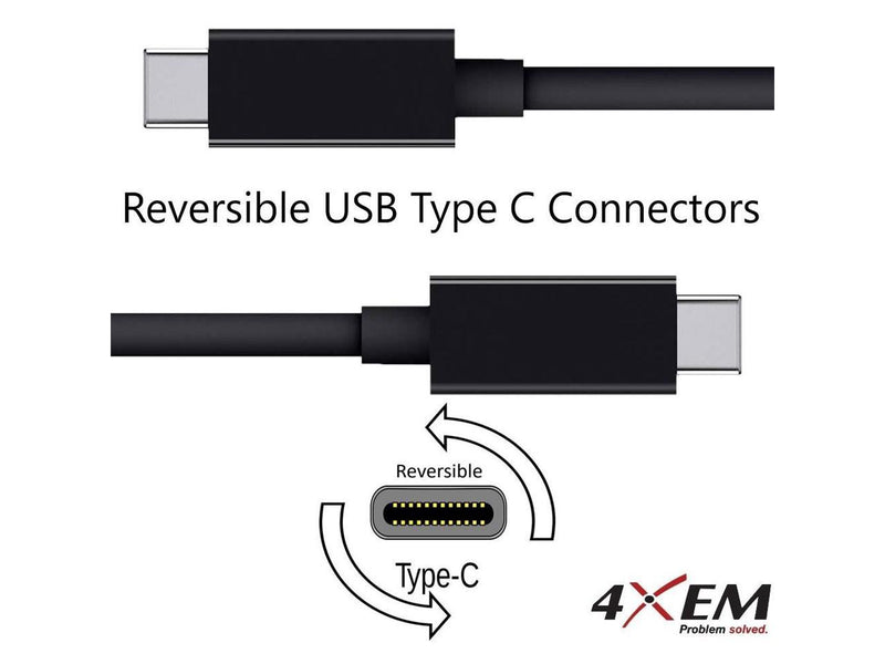 4Xem Usb-C To Usb-C Cable M/M Usb 3.1 Gen 2 10Gbps 3Ft Black