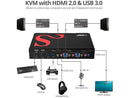 SIIG 2-Port HDMI 2.0 4K HDR Smart Console KVM Switch with USB 3.0 Multimedia