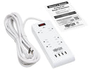 Tripp Lite 15ft 6-Outlet 4 USB Surge Protector Power Strip White TLP64USBRA15