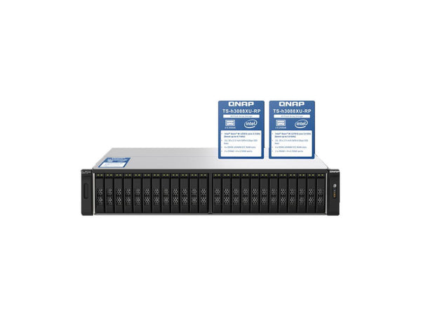 QNAP TS-H3088XU-RP 2U 30-bay 2.5" SATA 6Gbps all-flash NAS, Intel Xeon W-1270