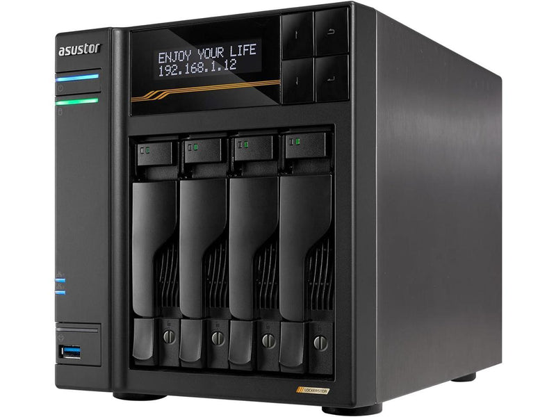 Asustor Lockerstor 4 Gen3 AS6804T 4 Bay NAS, Quad-Core 2.3GHz CPU, Dual USB 4