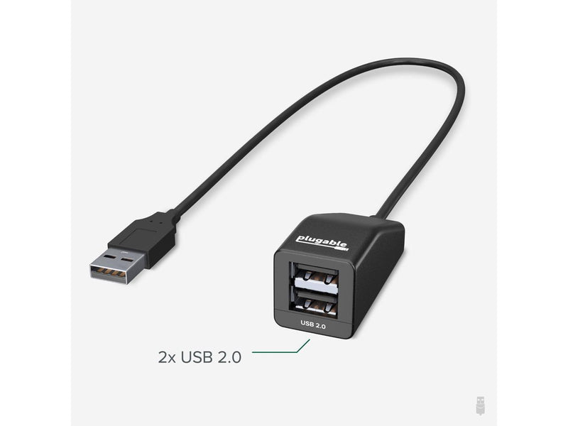 Plugable 2-in-1 USB Splitter with Dual USB 2.0 Ports, Compatible with Windows,