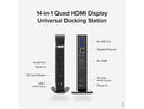 Plugable 14-in-1 USB C Docking Station with 4x HDMI, Quad Dock with 100W