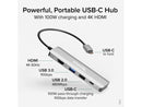 Plugable USB C Hub Multiport Adapter, 4 in 1, 100W Pass Through Charging, USB C