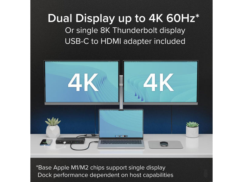 Plugable Thunderbolt 4 Dock with 100W Charging, Thunderbolt Certified, 3x