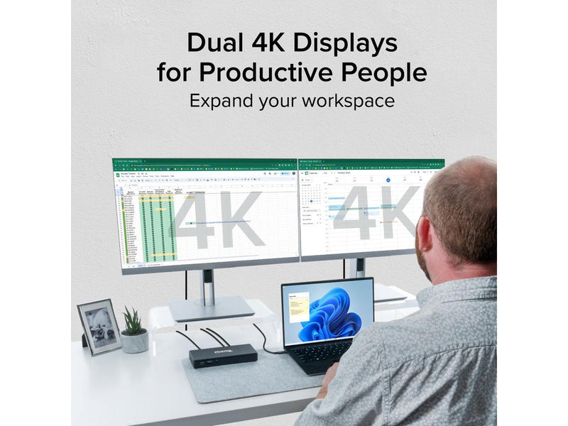 Plugable USB C Docking Station Dual Monitor 2 HDMI Ports, Laptop Charging, Dual