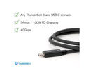 Plugable Thunderbolt 3 Cable 40Gbps Supports 100W (20V, 5A) Charging, 2.6ft /
