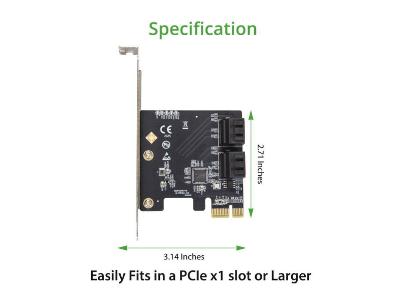 IO CREST 4 Port SATA III PCI-e 3.0 x1 Expansion Card Non-Raid with Low