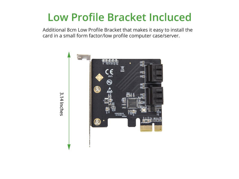IO CREST 4 Port SATA III PCI-e 3.0 x1 Expansion Card Non-Raid with Low