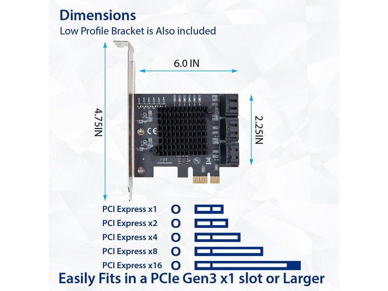IO CREST 6 Port SATA III to PCIe 3.0 x1 Non-RAID Expansion Card JMB575