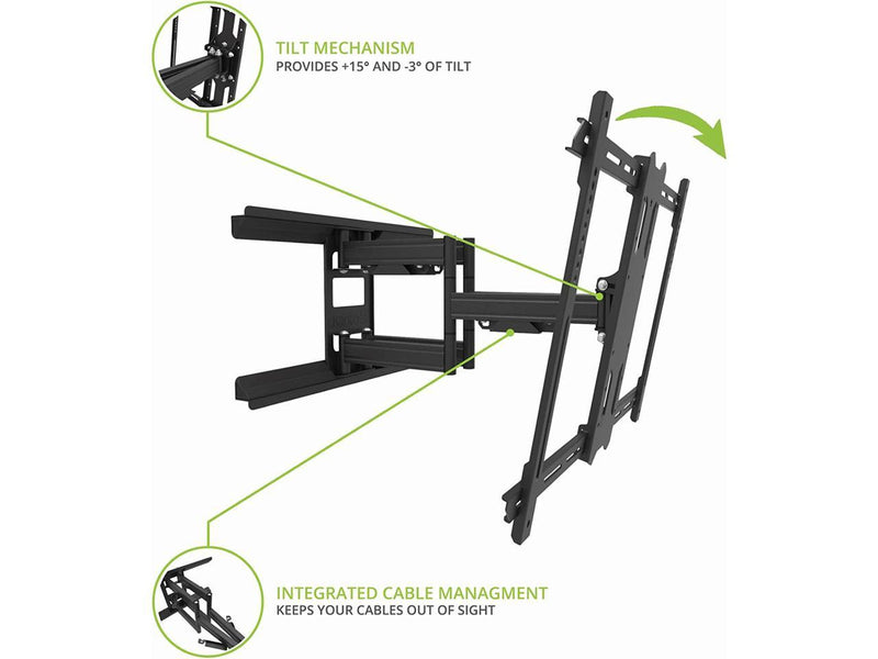 Kanto PDX650SG Full Motion Outdoor TV Wall Mount for 37"-75" TVs - Black (2023)