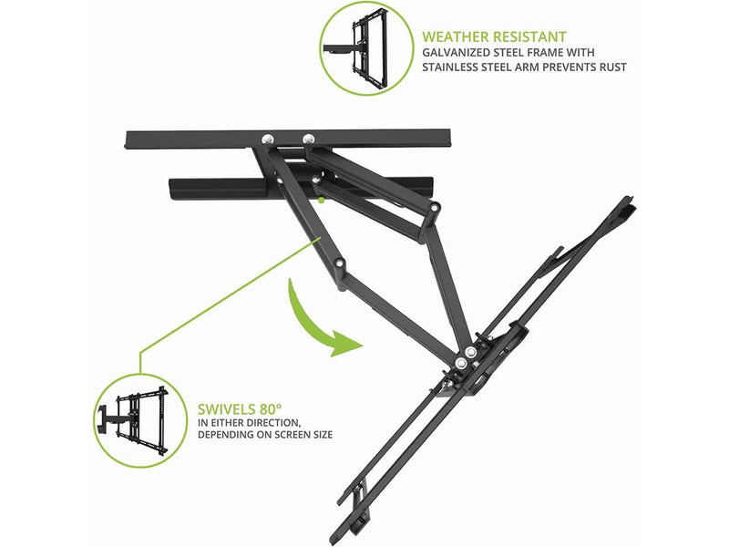 Kanto PDX650SG Full Motion Outdoor TV Wall Mount for 37"-75" TVs - Black (2023)
