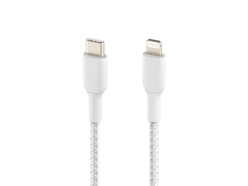 BELKIN CAA004bt1MWH White Braided USB-C to Lightning Cable, Boost Charge