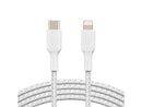BELKIN CAA004bt1MWH White Braided USB-C to Lightning Cable, Boost Charge