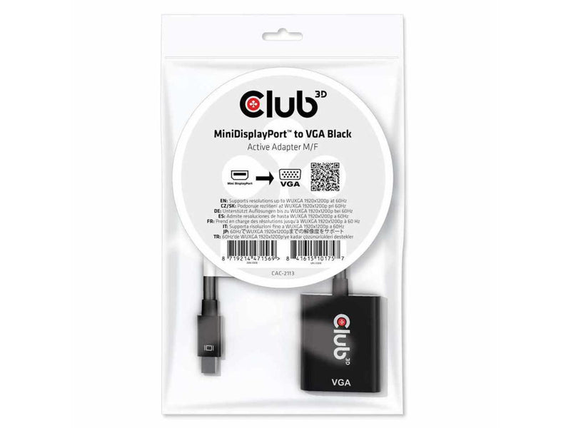Club 3D MiniDisplayPort to VGA Black Active Adapter M/F CAC-2113