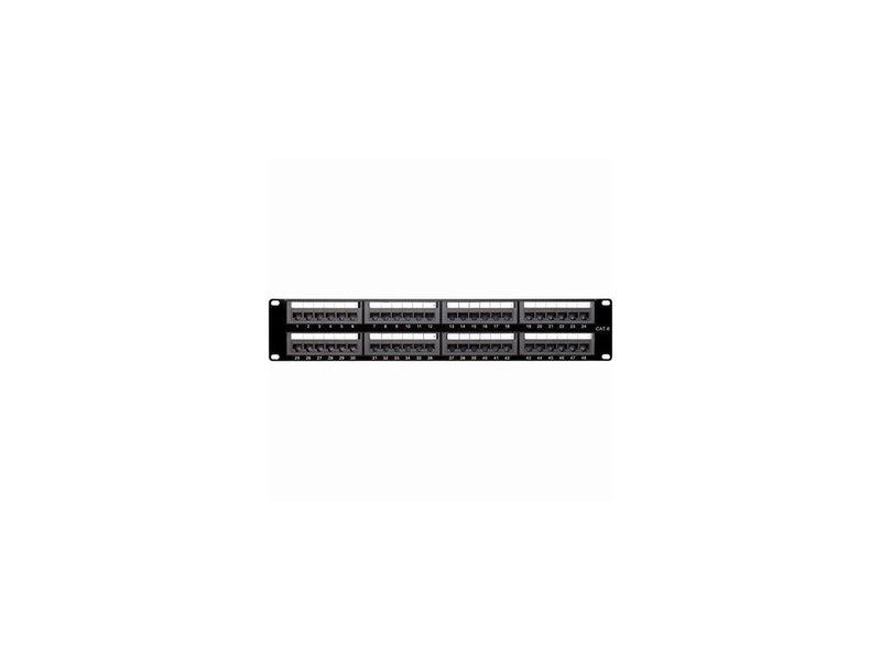 4XEM 4XRMC6PP48 4XEM 48 Port CAT6 Rackmount Patch Panel - Black - 48 x RJ-45