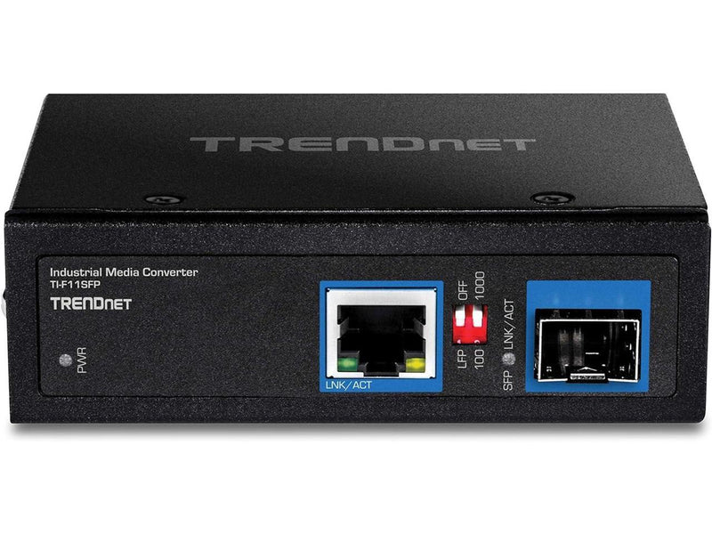 TRENDnet Hardened Industrial 100/1000 Base-T To SFP Media Converter, DIN-Rail