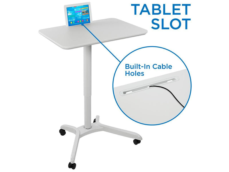 Mount-It! Standing Mobile Laptop Cart | Sit Stand Rolling Desk with Height