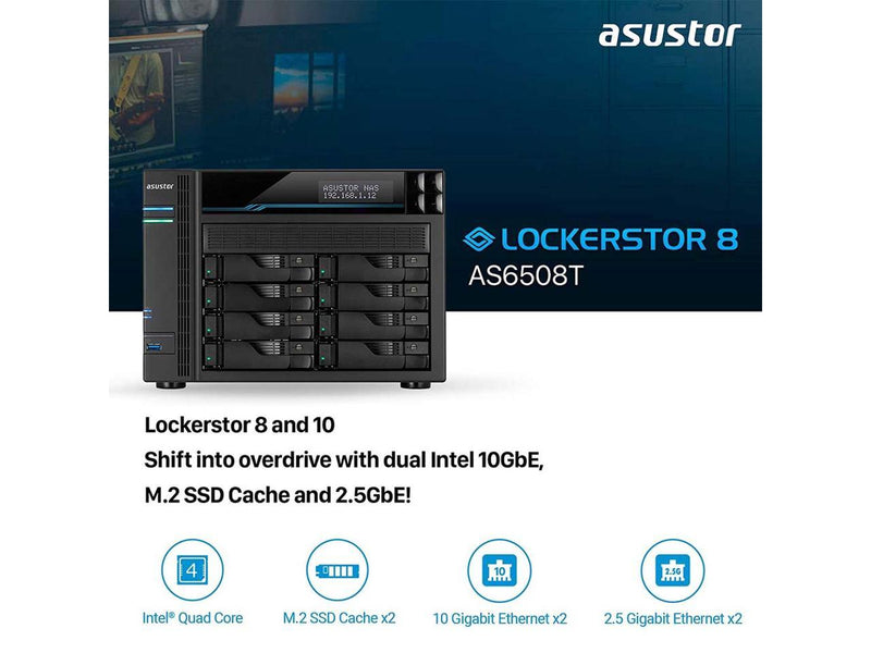 Asustor AS6508T 8 Bay Lockerstor 8 Desktop Enterprise NAS (Diskless)