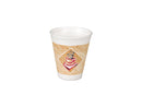 Foam Hot/Cold Cups, 20 oz., Caf G Design, White/Brown with Red Accents