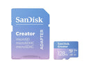 SANDISK 128GB Creator microSD UHS-I Card with SD Adapter - Up to 190MB/s, for
