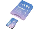 SANDISK 128GB Creator microSD UHS-I Card with SD Adapter - Up to 190MB/s, for
