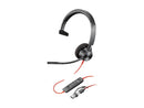 Poly Blackwire 3315 Monaural USB-C Headset +3.5mm Plug +USB-C/A Adapter - Mono -