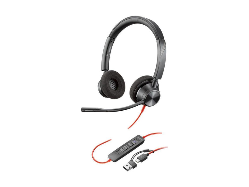 Poly Blackwire 3320 Stereo USB-C Headset +USB-C/A Adapter - Stereo - USB Type C,