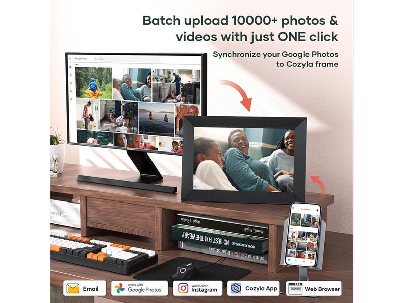 Cozyla 10.1" WXGA Wi-Fi Touchscreen Digital Picture Frame, Black