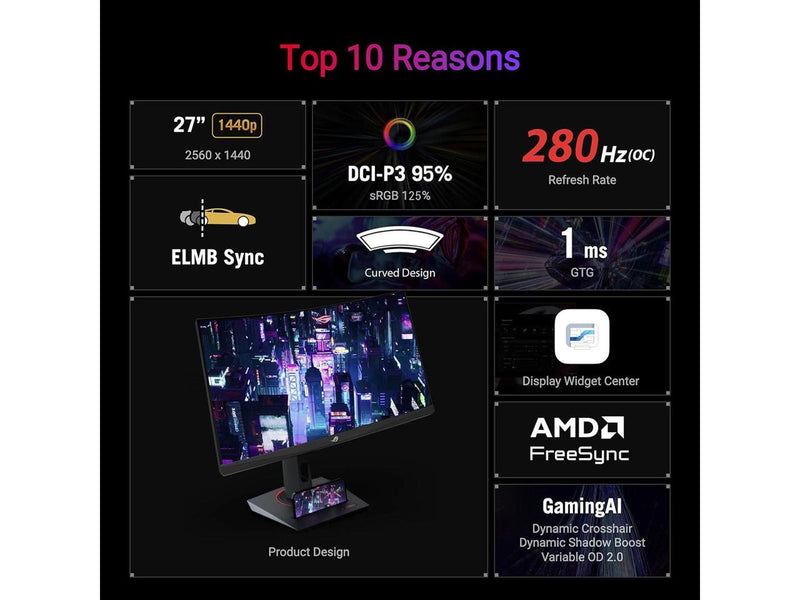 ASUS ROG Strix 27” 1440P USB-C Curved HDR Gaming Monitor (XG27WCMS) - QHD,