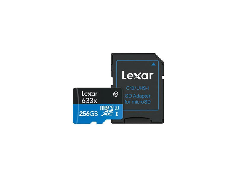 Lexar High-Performance 633x 256GB microSDXC UHS-I Memory Card with SD Adapter