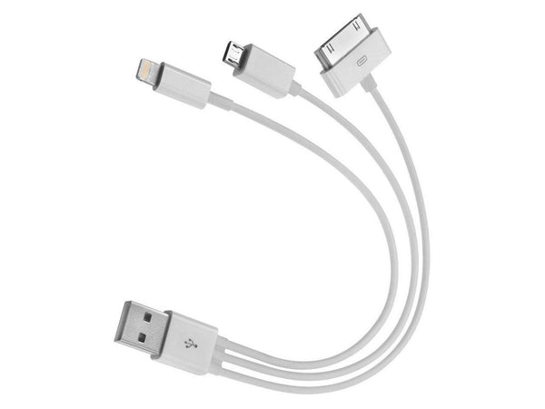 4XEM 4XUSBMUSB830PIN USB To Apple 30-Pin/Lightning/Micro USB Cable For