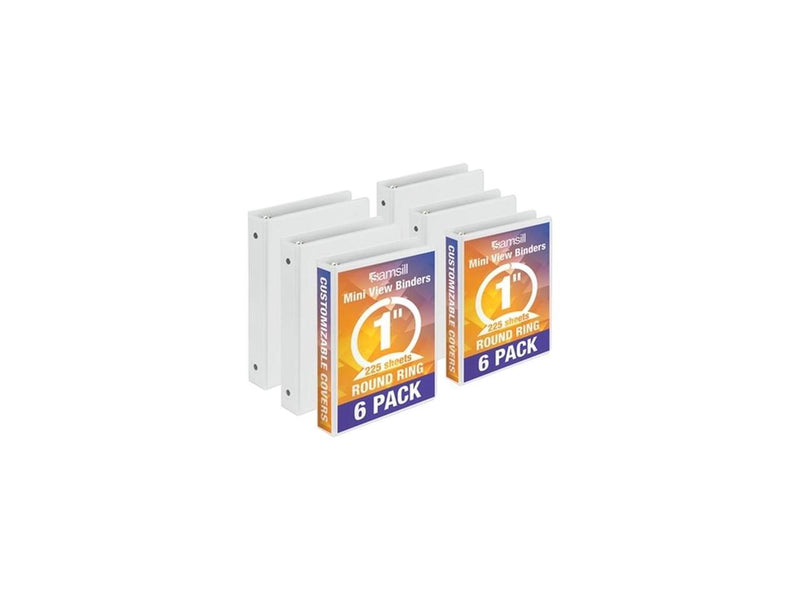 Economy Round Ring View Binders 3 Rings 1" Capacity 8.5 x 5.5 White 6/Carton