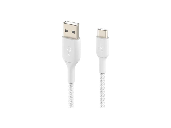 Belkin Braided USB-C to USB-A Cable (2m / 6.6ft, White) CAB002BT2MWH