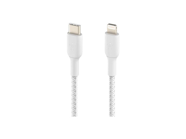 BELKIN CAA004bt2MWH BOOST CHARGE White Braided USB-C to Lightning Cable 6.56 ft.