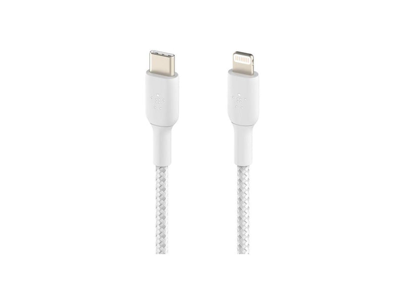 BELKIN CAA004bt2MWH BOOST CHARGE White Braided USB-C to Lightning Cable 6.56 ft.