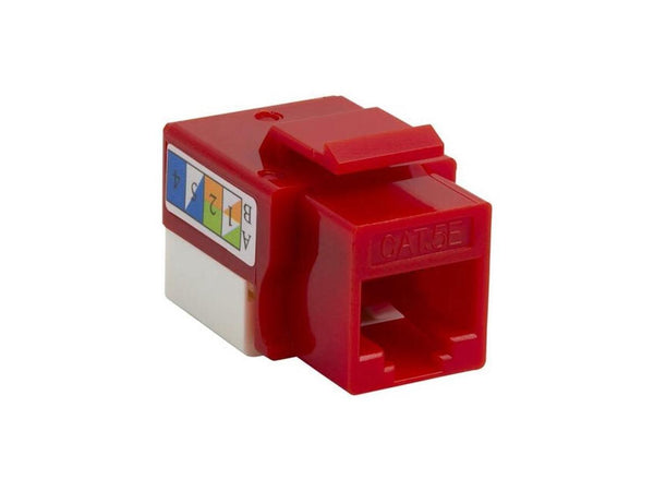 4XEM 10 pack Cat5e RJ45 Keystone Jack UTP 110-Type Red 4XKJC5ERD10PK