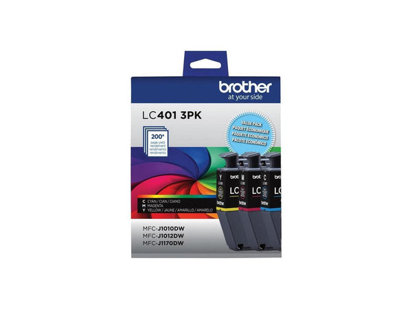 Brother LC401 Cyan/Magenta/Yellow Standard Yield Ink Cartridges 3/Pack