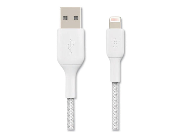 BELKIN CAA002bt1MWH BOOST CHARGE White Braided Lightning to USB-A Cable 3.28 ft.