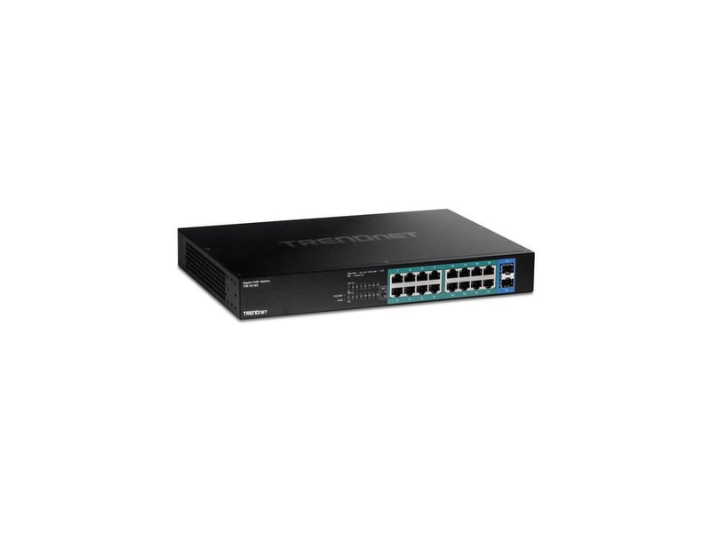 TRENDnet 18-Port Gigabit PoE+ Switch, 16 x 30W PoE+  Ports, 2 Gigabit SFP Slots,