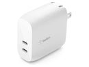 BELKIN WCB006dqWH BOOST CHARGE White Dual USB-C PD Wall Charger 40W
